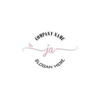 JA Initial logo monogram butterfly handwriting signature vector