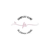 FA Initial logo monogram butterfly handwriting signature vector