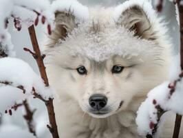 perro durante un invierno caminar ai generativo foto