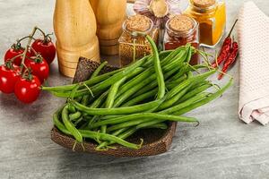 Raw green bean string uncooked photo