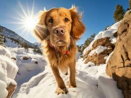 perro durante un invierno caminar ai generativo foto