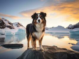 perro durante un invierno caminar ai generativo foto