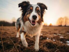 perro durante un invierno caminar ai generativo foto