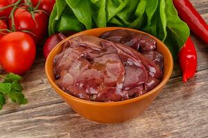 Raw chicken liver for cooking photo