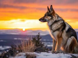 perro durante un invierno caminar ai generativo foto