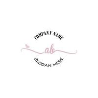 AB Initial logo monogram butterfly handwriting signature vector