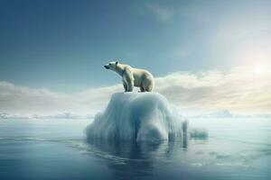 Polar bear on iceberg nature. Generate Ai photo