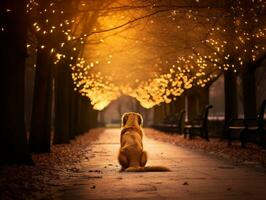 perro durante un invierno caminar ai generativo foto