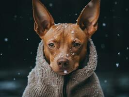 Dog during a winter walk AI Generative photo