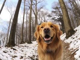 perro durante un invierno caminar ai generativo foto