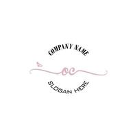 OC Initial logo monogram butterfly handwriting signature vector