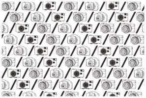 Camera Line Art Pattern With Transparent  Background png