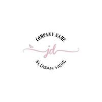 JD Initial logo monogram butterfly handwriting signature vector