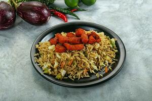 Stir fried rice with pork photo