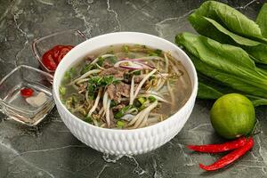 Vietnamese soup Pho Bo with beef photo