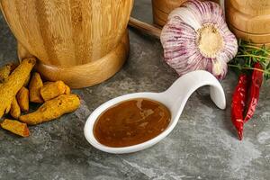 Indian curry sauce in the bowl photo