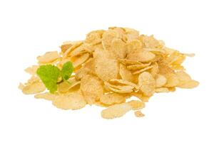 Corn flakes isolated on white photo