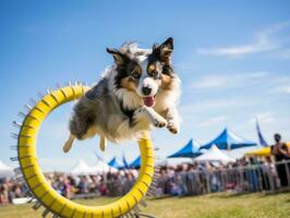 Spirited dog racing through an agility course AI Generative photo