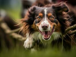 Spirited dog racing through an agility course AI Generative photo