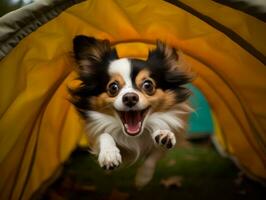 Spirited dog racing through an agility course AI Generative photo