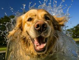 sereno perro disfrutando un masaje a un mascota spa ai generativo foto