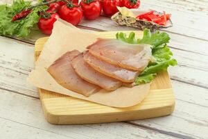 Sliced salted marlin fish carpaccio photo