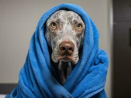 Serene dog enjoying a massage at a pet spa AI Generative photo