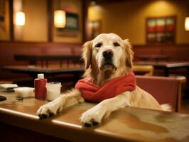 Serene dog enjoying a massage at a pet spa AI Generative photo