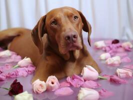 Serene dog enjoying a massage at a pet spa AI Generative photo