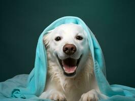 Serene dog enjoying a massage at a pet spa AI Generative photo