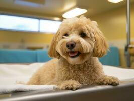 Serene dog enjoying a massage at a pet spa AI Generative photo