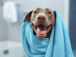 Serene dog enjoying a massage at a pet spa AI Generative photo