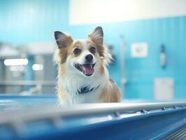 Serene dog enjoying a massage at a pet spa AI Generative photo