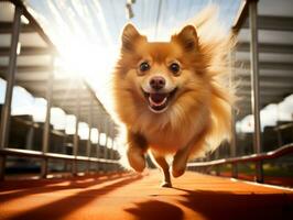 Spirited dog racing through an agility course AI Generative photo