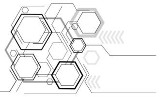 Abstract black and grey hexagon geometric on white with blank space design modern technology futuristic background vector