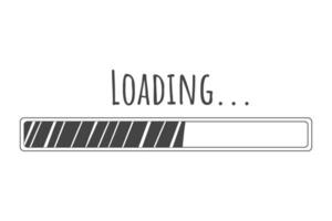 Loading bar, progress in doodle style isolated on white background. Indicator, line hand drawn sketch. Vector illustration