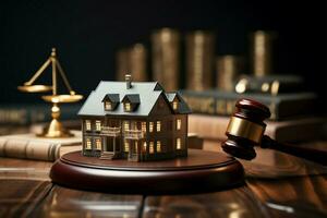 Real estate concept symbolized by the presence of a judges gavel AI Generated photo