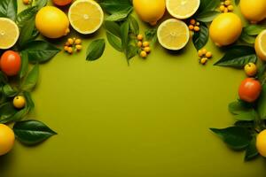 Lemon themed minimalism frames, lush grass background, and vibrant aesthetics AI Generated photo