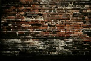 Old brick wall showcases texture from weathered stone material AI Generated photo