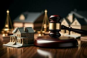 Real estate concept symbolized by the presence of a judges gavel AI Generated photo