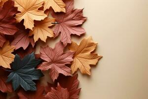 Autumn leaves pattern featuring maple, oak, birch, aspen, and sweetgum AI Generated photo