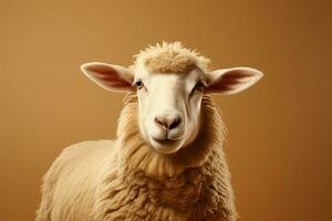 Dorper sheep on light brown background with text space, pastoral elegance AI Generated photo