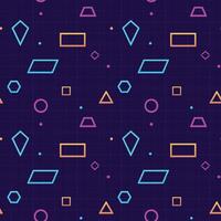 Geometric shapes neon lights pattern. vector