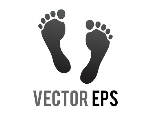 Vector two human footsteps, showing both feet and all five toes