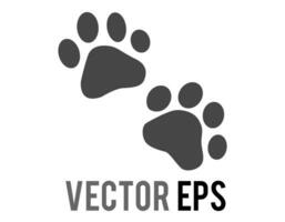Vector pair of dark paw prints icon, showing four toes and pad
