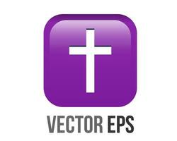 Vector gradient purple latin, Christian cross icon round corner button