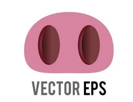 Vector gradient pink snout, nose of cute pig icon with two black nostrils