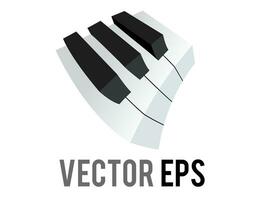 Vector small section of classic music keyboard icon, showing white, black keys