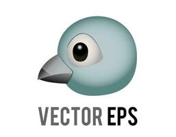 Vector head of blue generic bird, bluebird or cardinal icon with eye and grey month in side view