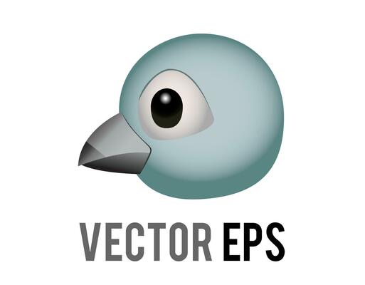 Vector head of blue generic bird, bluebird or cardinal icon with eye and grey month in side view